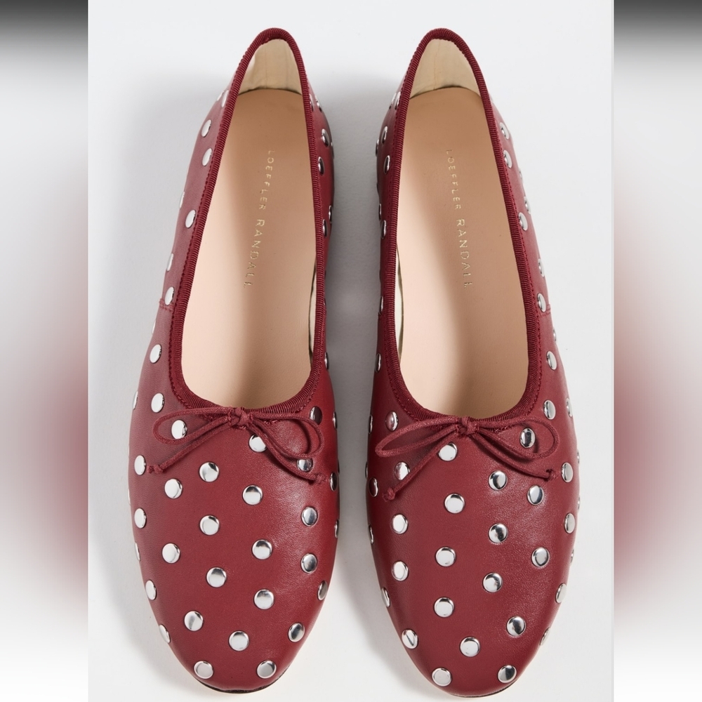 Loeffler Randall Landon Studded Leather Ballerina Flats in Burgundy size 6.5 - Picture 6 of 16